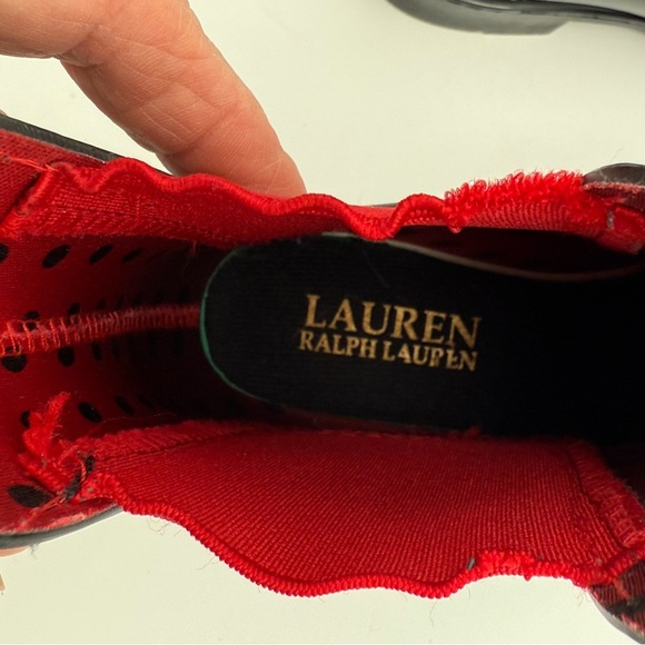 Lauren Ralph Lauren “Tally” Rain Boots Shiny Black & Red Short Women’s Size 6 - Picture 4 of 12